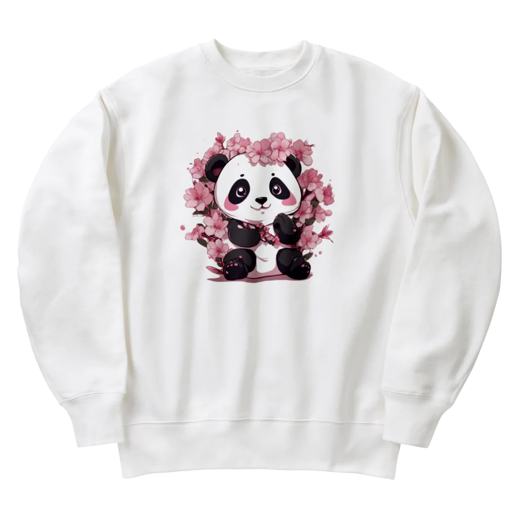 waterpandaの満開桜とパンダ Heavyweight Crew Neck Sweatshirt