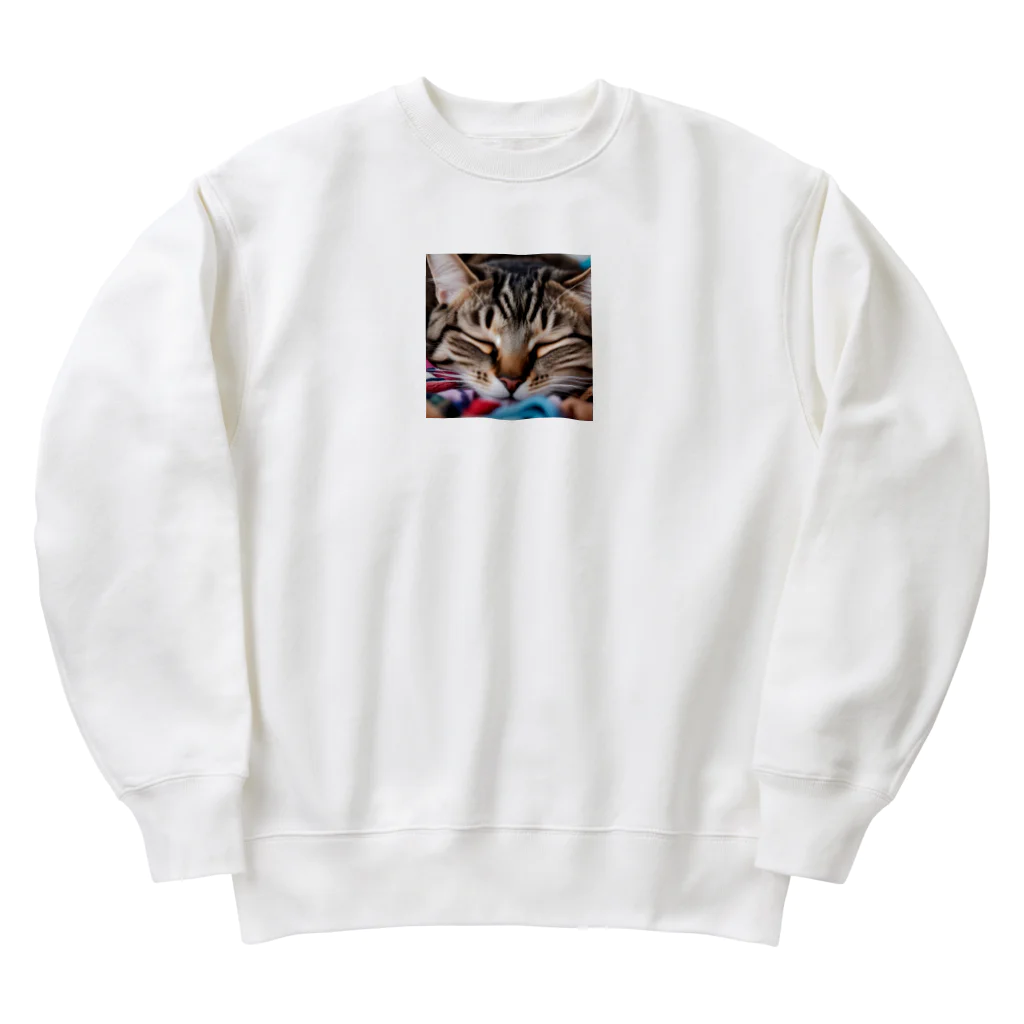 kkbaseballの寝ている猫 Heavyweight Crew Neck Sweatshirt