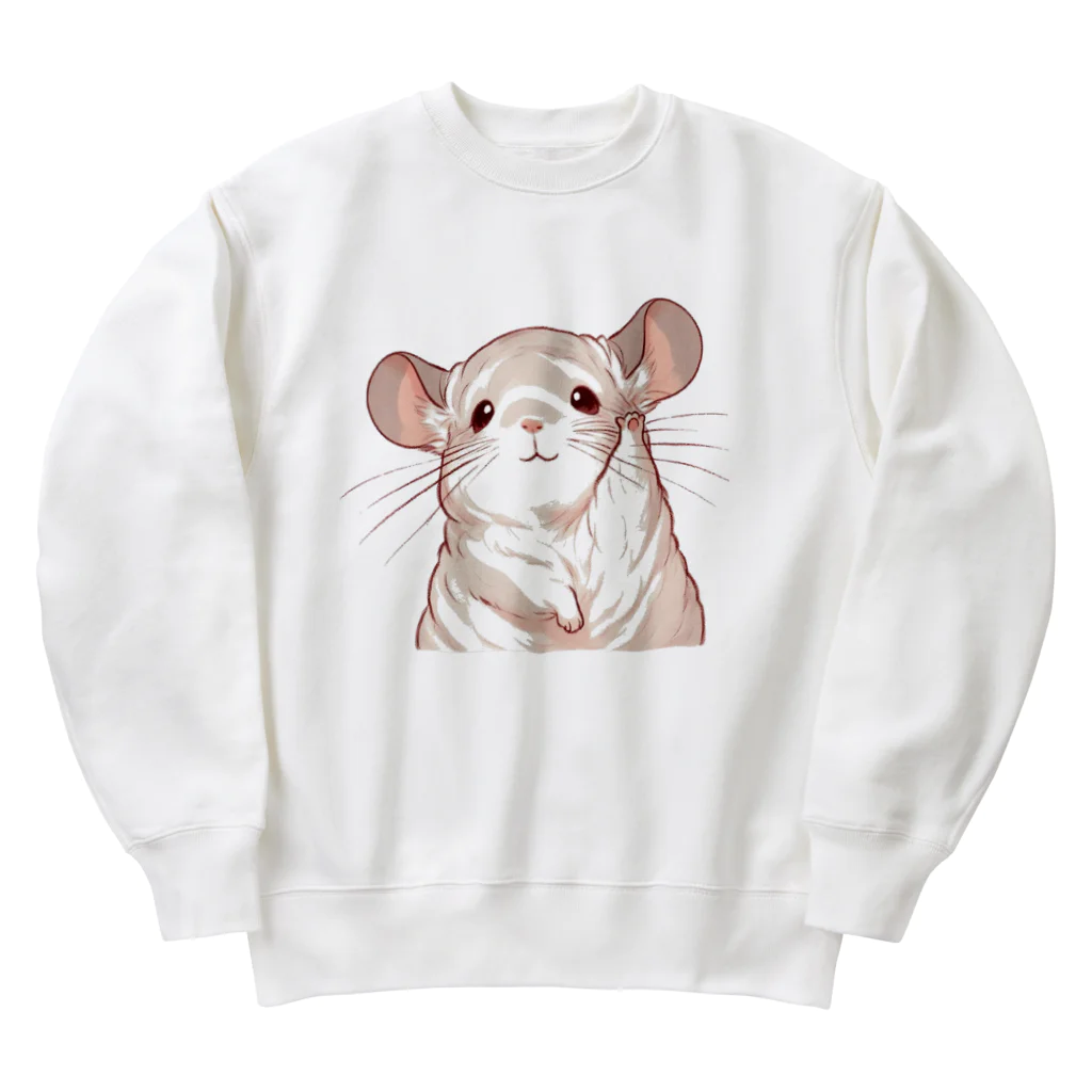 もふっとチンチラ🐭のおてあげチンチラ Heavyweight Crew Neck Sweatshirt