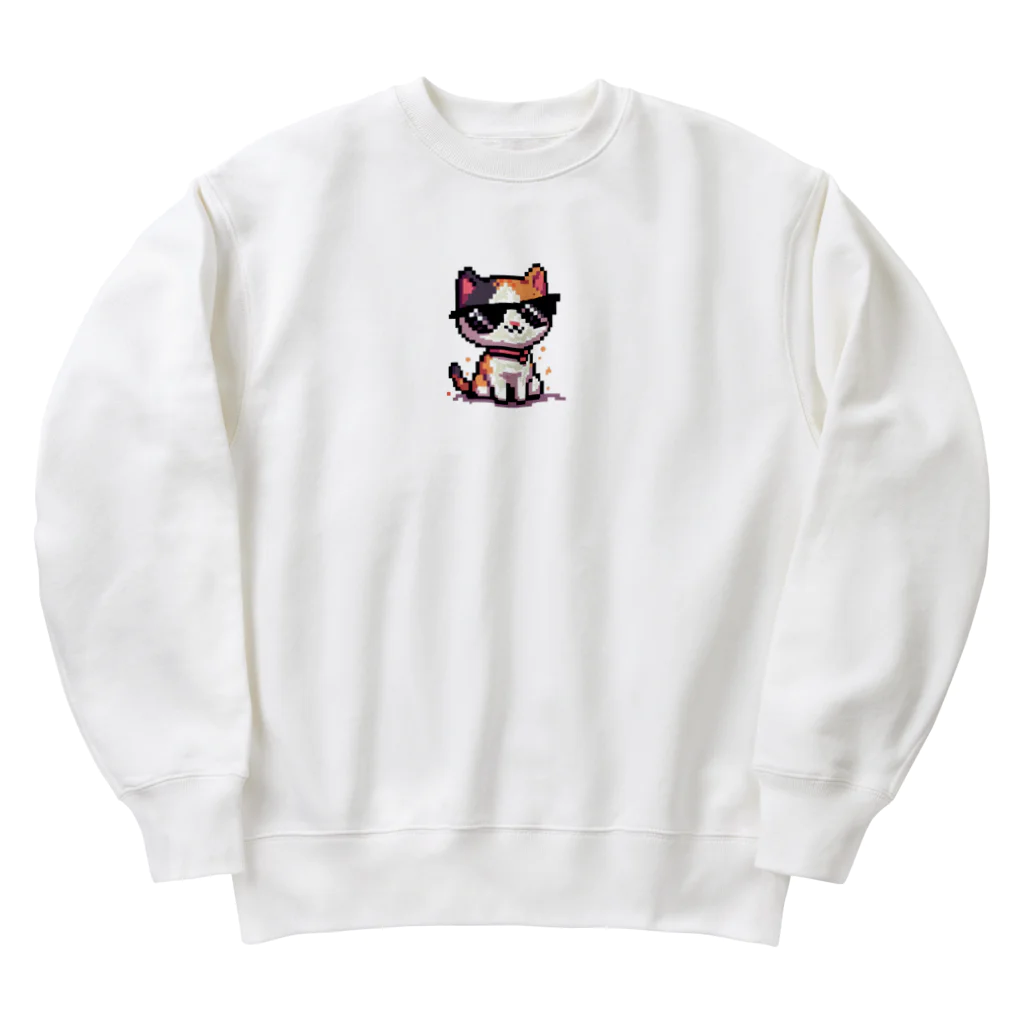 BinaryStoreのサングラスをかけた三毛猫 Heavyweight Crew Neck Sweatshirt