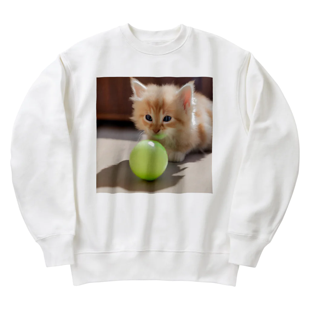 SkyBlueのもふもふな子猫 Heavyweight Crew Neck Sweatshirt