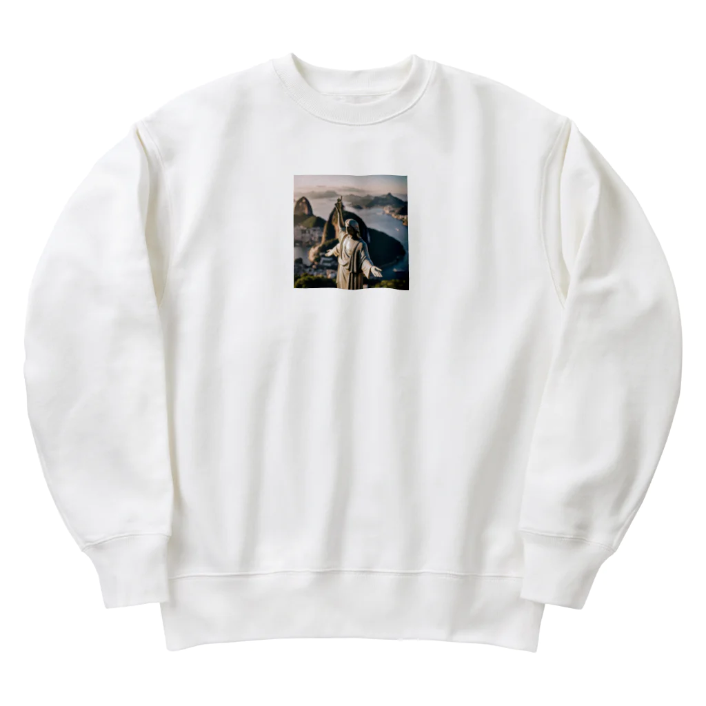 metametamonnのブラジルのリオデジャネイロのコルコバードのキリスト像 Heavyweight Crew Neck Sweatshirt