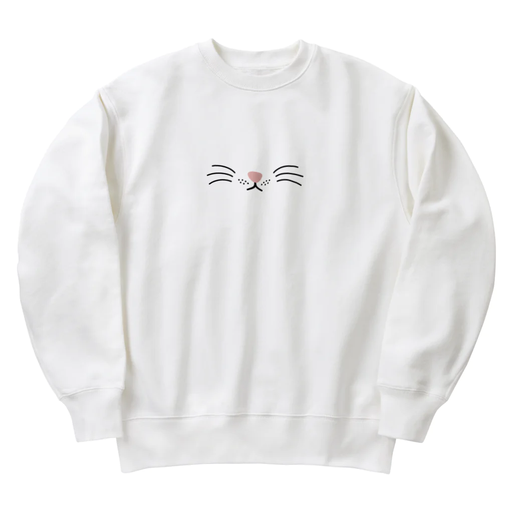 あにまるマスクのシンプルでかわいい猫の顔01 Heavyweight Crew Neck Sweatshirt