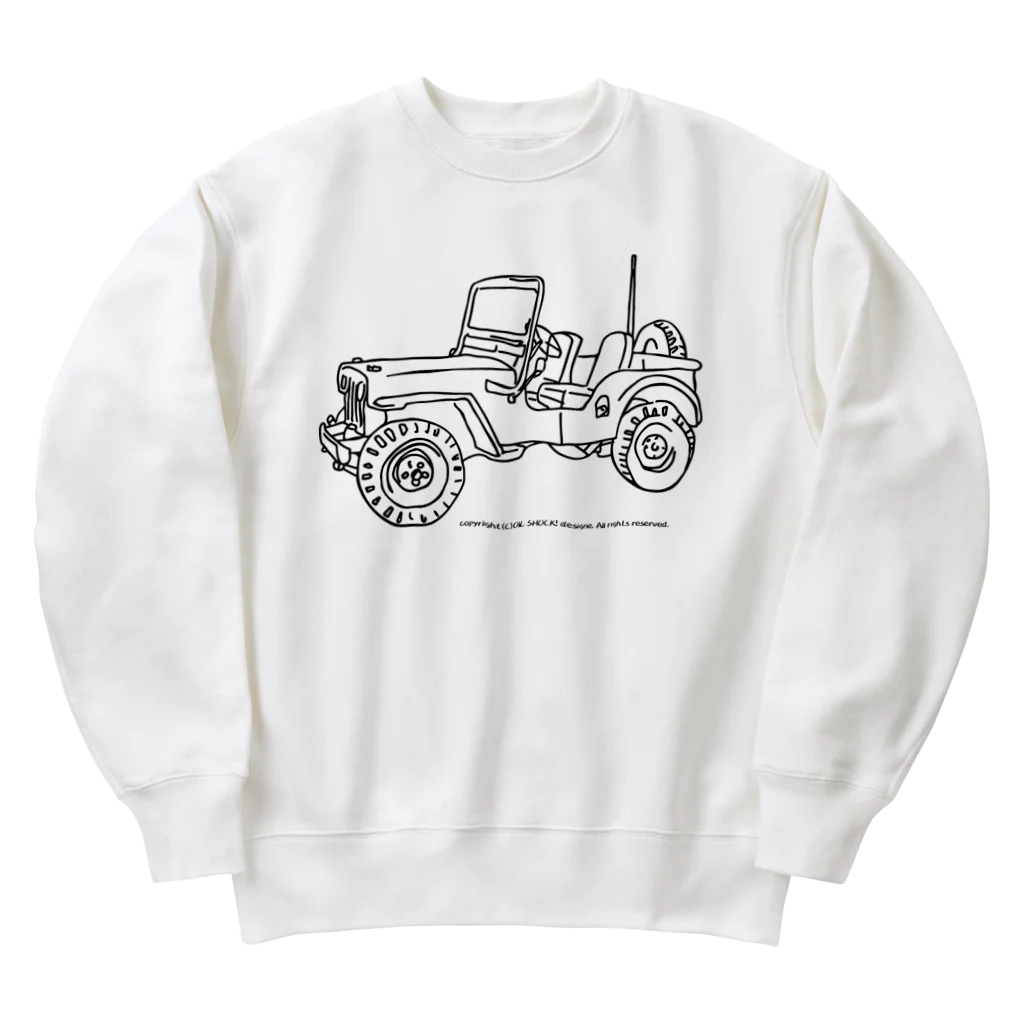 ファンシーTシャツ屋のJeep イラスト ライン画 Heavyweight Crew Neck Sweatshirt