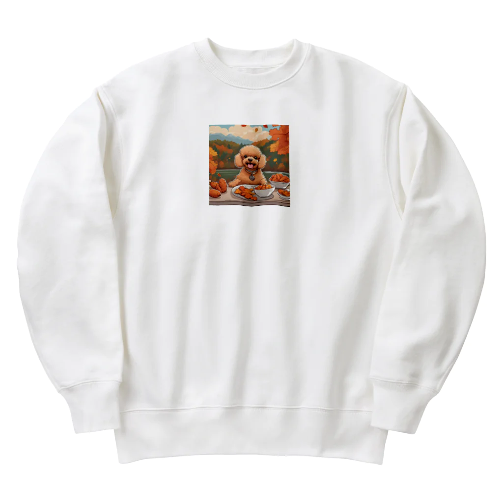 ワンちゃん大好きの秋を楽しむトイプードル Heavyweight Crew Neck Sweatshirt