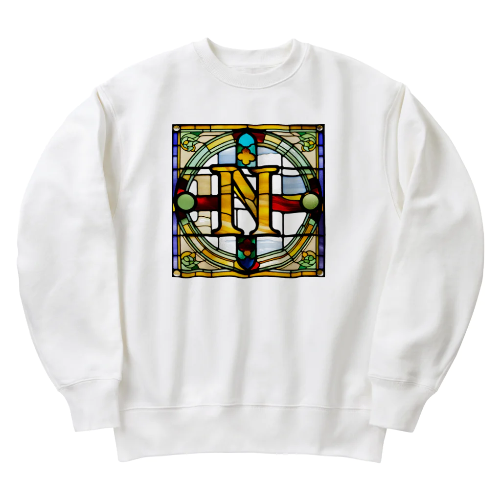 alphabet stained glassのstained glass N Heavyweight Crew Neck Sweatshirt