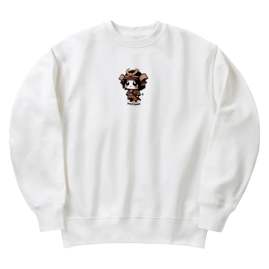 戦国時代マニアのデフォルメ毛利元就君 Heavyweight Crew Neck Sweatshirt