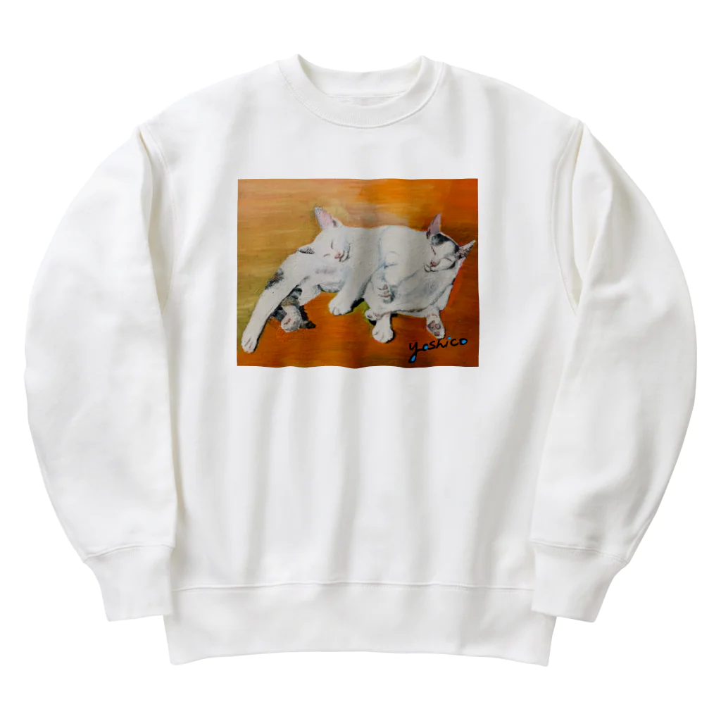 Yoshico-1655の幸せな夢をみる仔猫たち・油絵 Heavyweight Crew Neck Sweatshirt