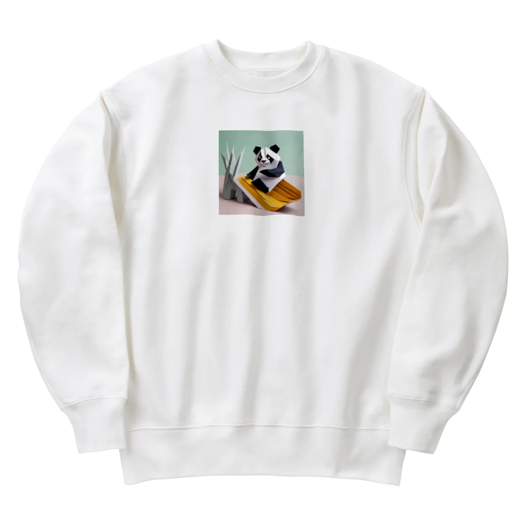 gigaグッズの滑り台で遊ぶ折り紙パンダ Heavyweight Crew Neck Sweatshirt