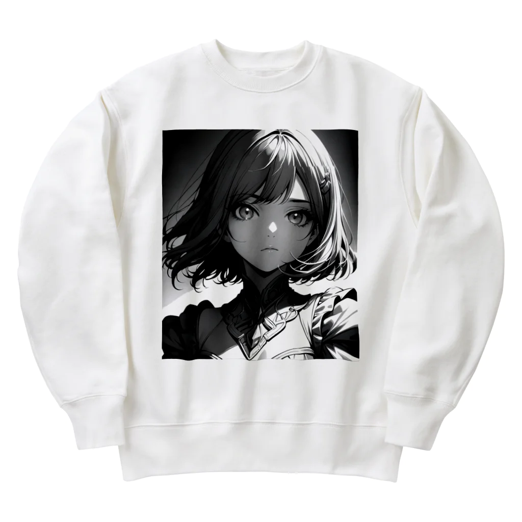 Relaxing Beatsのモノクロ美少女 Heavyweight Crew Neck Sweatshirt