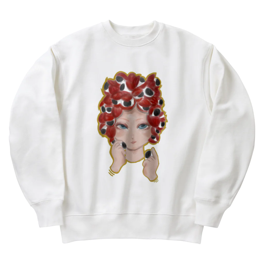 あやしいおばさん くろまめさんのガラナちゃん Heavyweight Crew Neck Sweatshirt