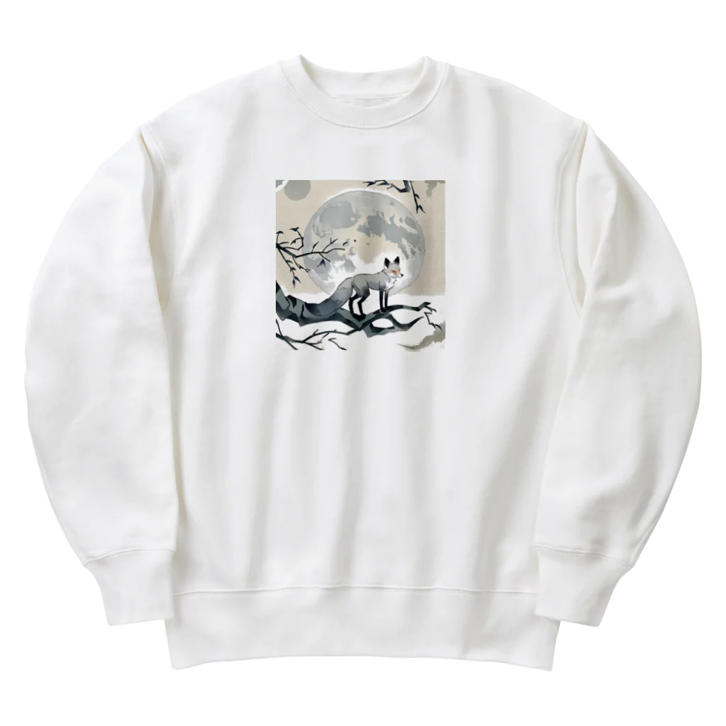 bigbamboofamilyの月と黒狐　そのニ Heavyweight Crew Neck Sweatshirt