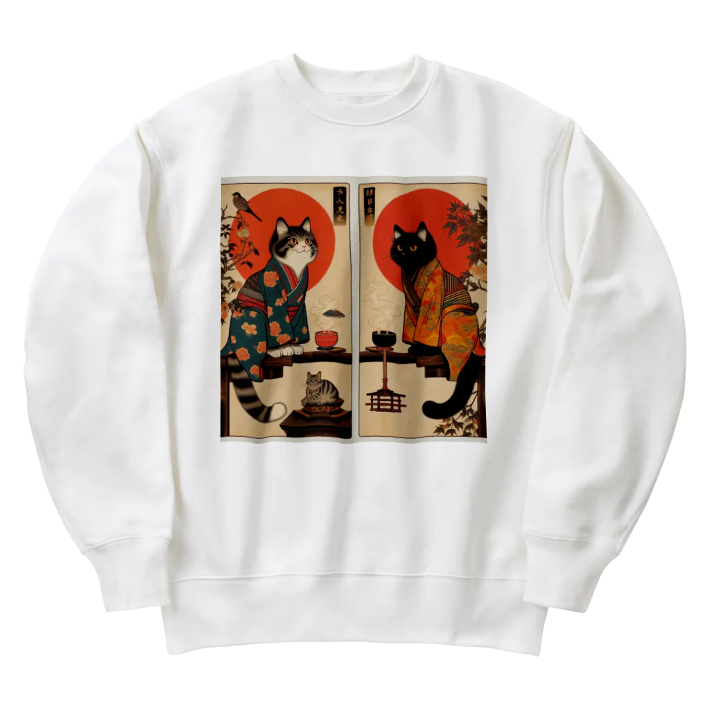 あずきば-あたりの着物猫シリーズ Heavyweight Crew Neck Sweatshirt