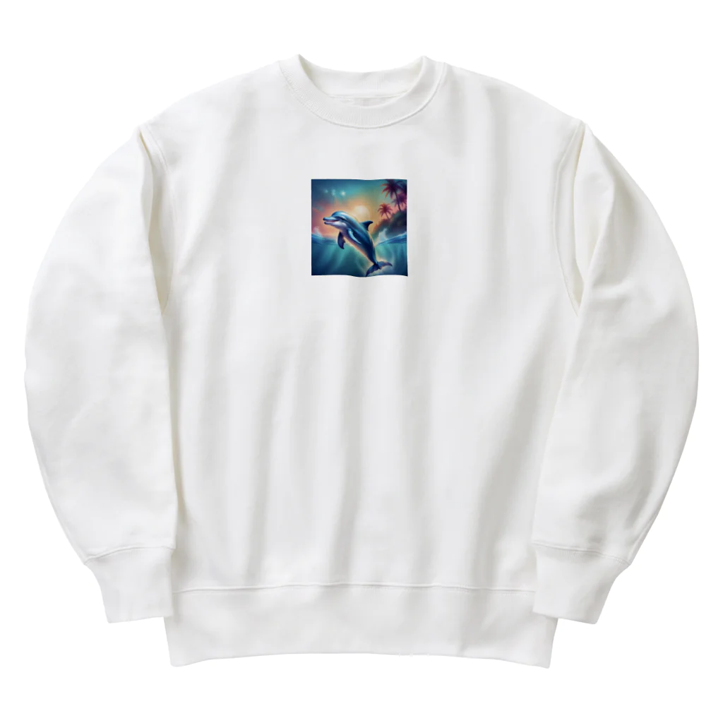 syuko5の水面を跳ねるイルカ Heavyweight Crew Neck Sweatshirt