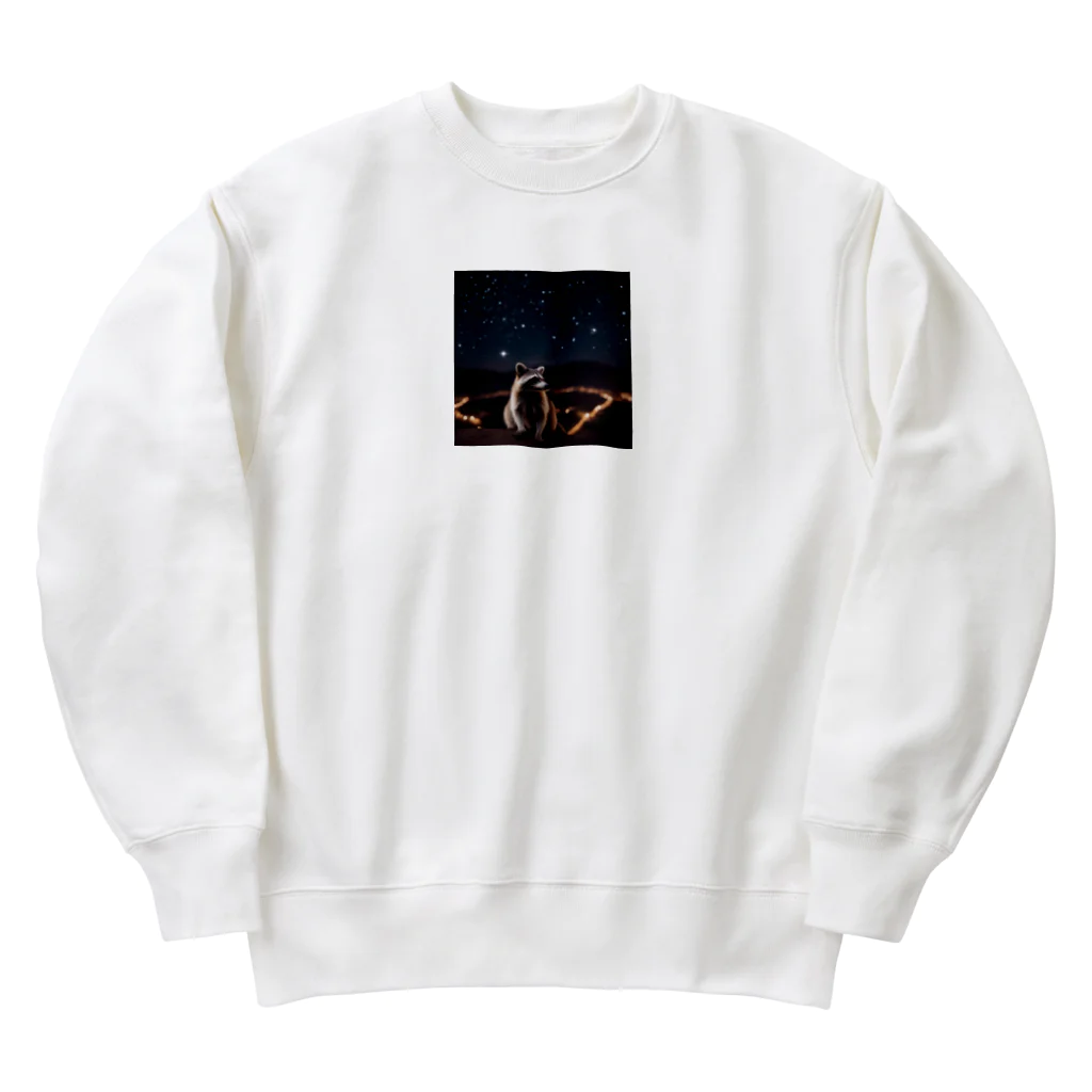 araiguma_shopの星を眺めているアライグマ Heavyweight Crew Neck Sweatshirt