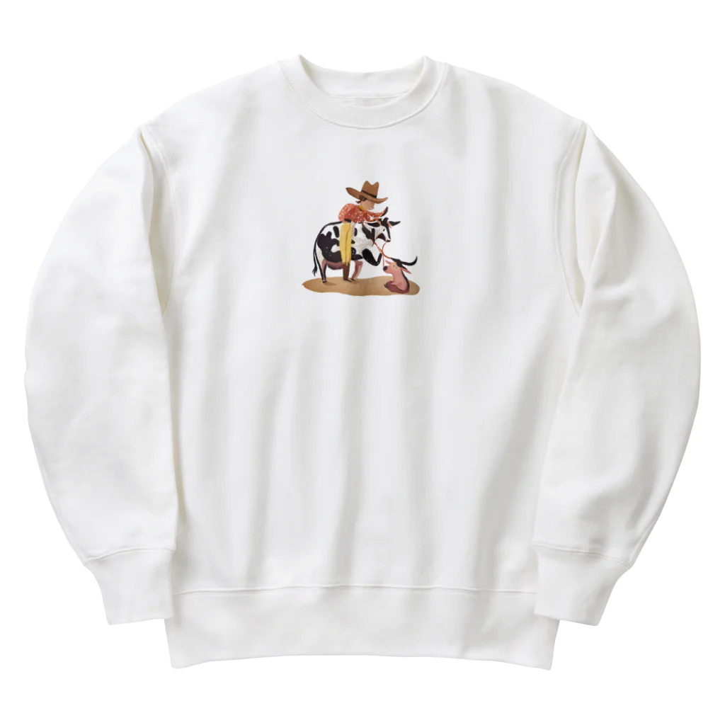 五木武利@楽して生きるの牛とカウボーイ Heavyweight Crew Neck Sweatshirt