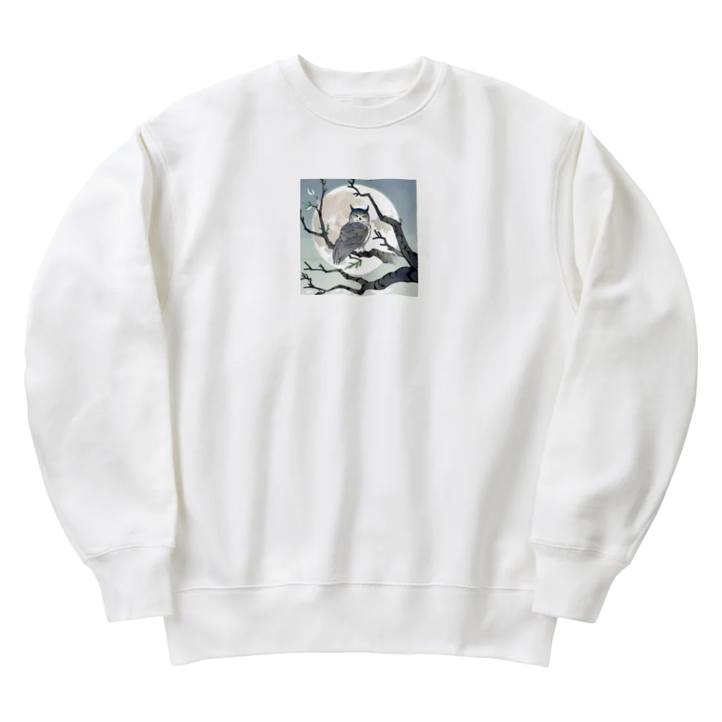 bigbamboofamilyの月に照らされた梟 Heavyweight Crew Neck Sweatshirt