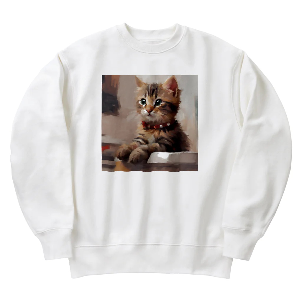 chonenの猫の絵画風イラストグッズ Heavyweight Crew Neck Sweatshirt