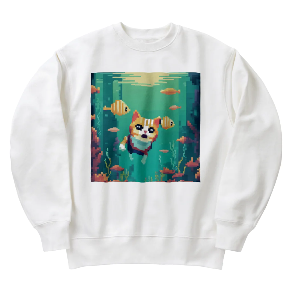 ksks_5386の水中をもぐる猫 Heavyweight Crew Neck Sweatshirt