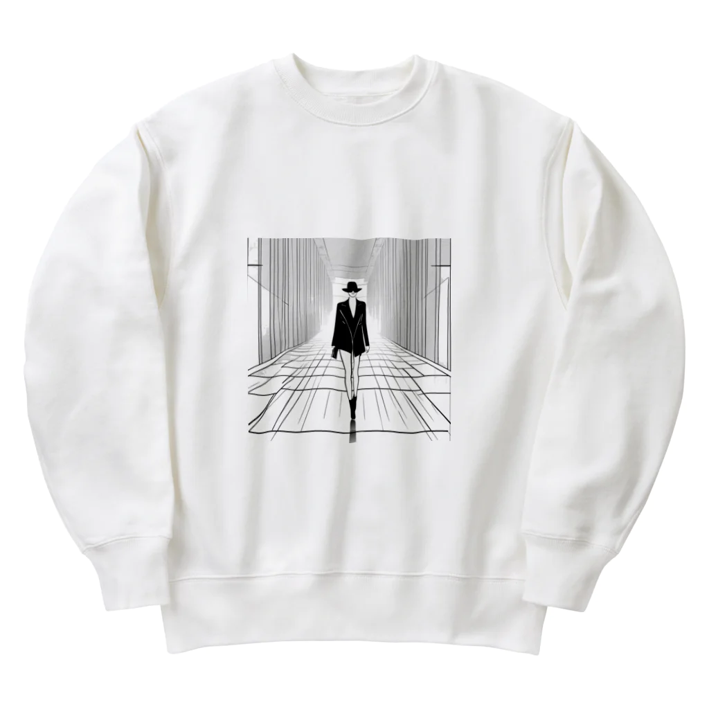 tanukidaifukuの歩く人 Heavyweight Crew Neck Sweatshirt