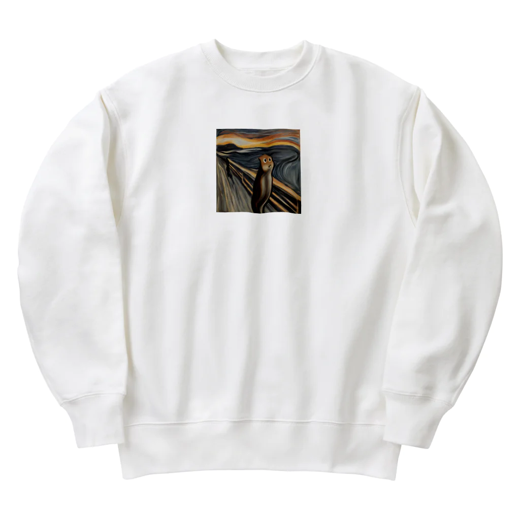 Rabbitのアート風　リスちゃんの叫び？！ Heavyweight Crew Neck Sweatshirt