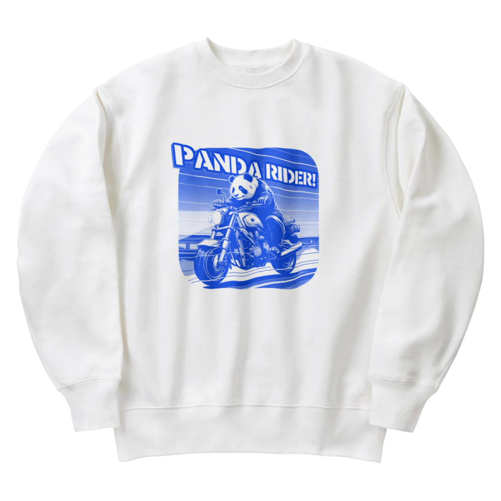 kazu_gのパンダライダー!(ブルー) Heavyweight Crew Neck Sweatshirt