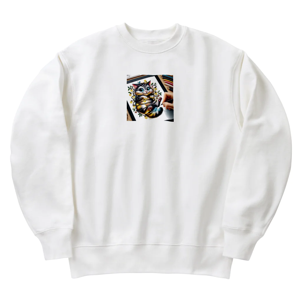 katohkouchiの冒険心をくすぐるやんちゃ猫 Heavyweight Crew Neck Sweatshirt