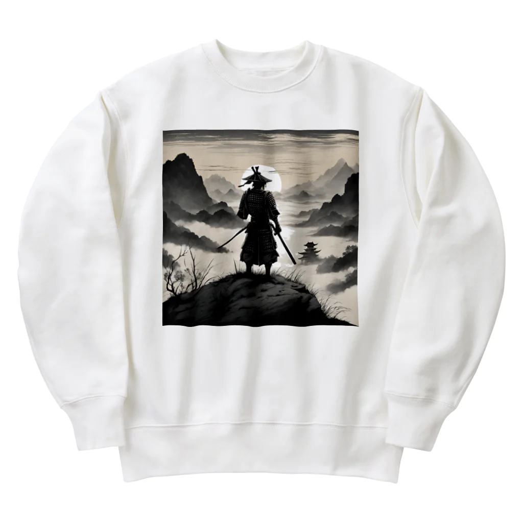 d-design-labの戦に敗れた武士が佇む風景画4 Heavyweight Crew Neck Sweatshirt