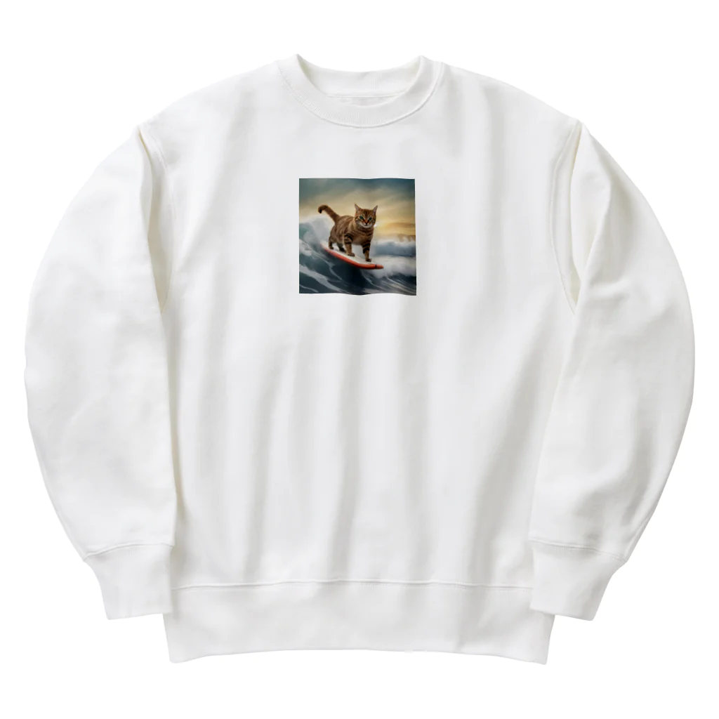 suguru12の波乗りキャット Heavyweight Crew Neck Sweatshirt