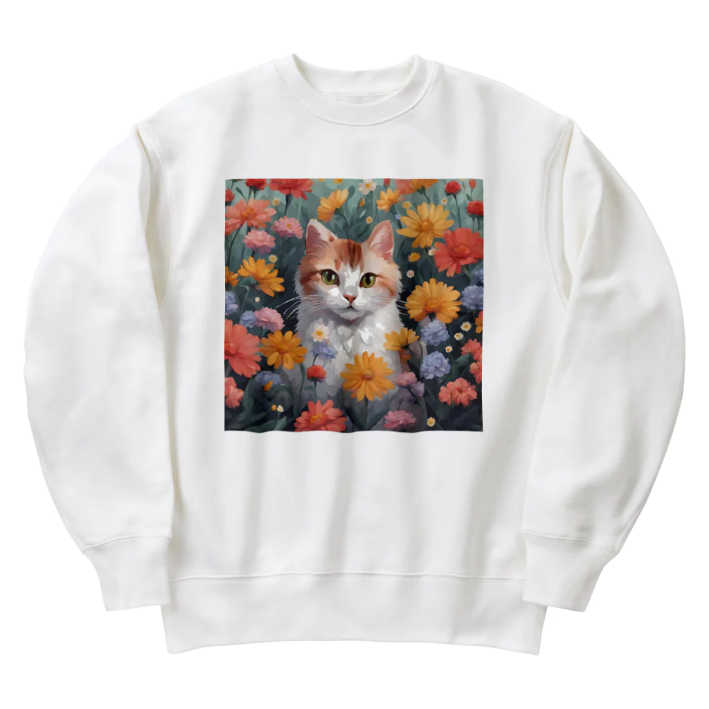 FLOWERアニマルのロココFLOWERキャットコスモス Heavyweight Crew Neck Sweatshirt