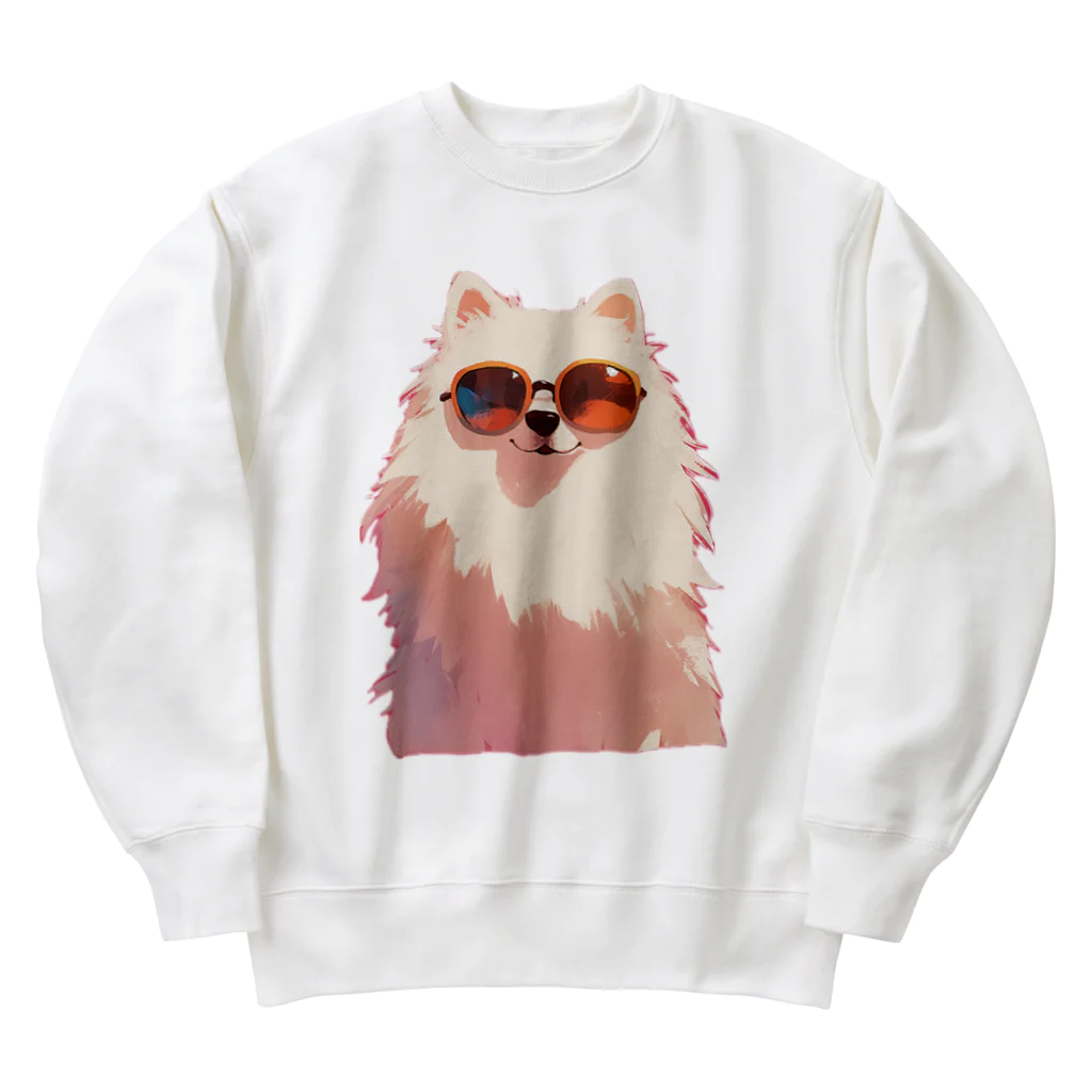 AQUAMETAVERSEのサングラスをかけた、かわいい犬 Marsa 106 Heavyweight Crew Neck Sweatshirt