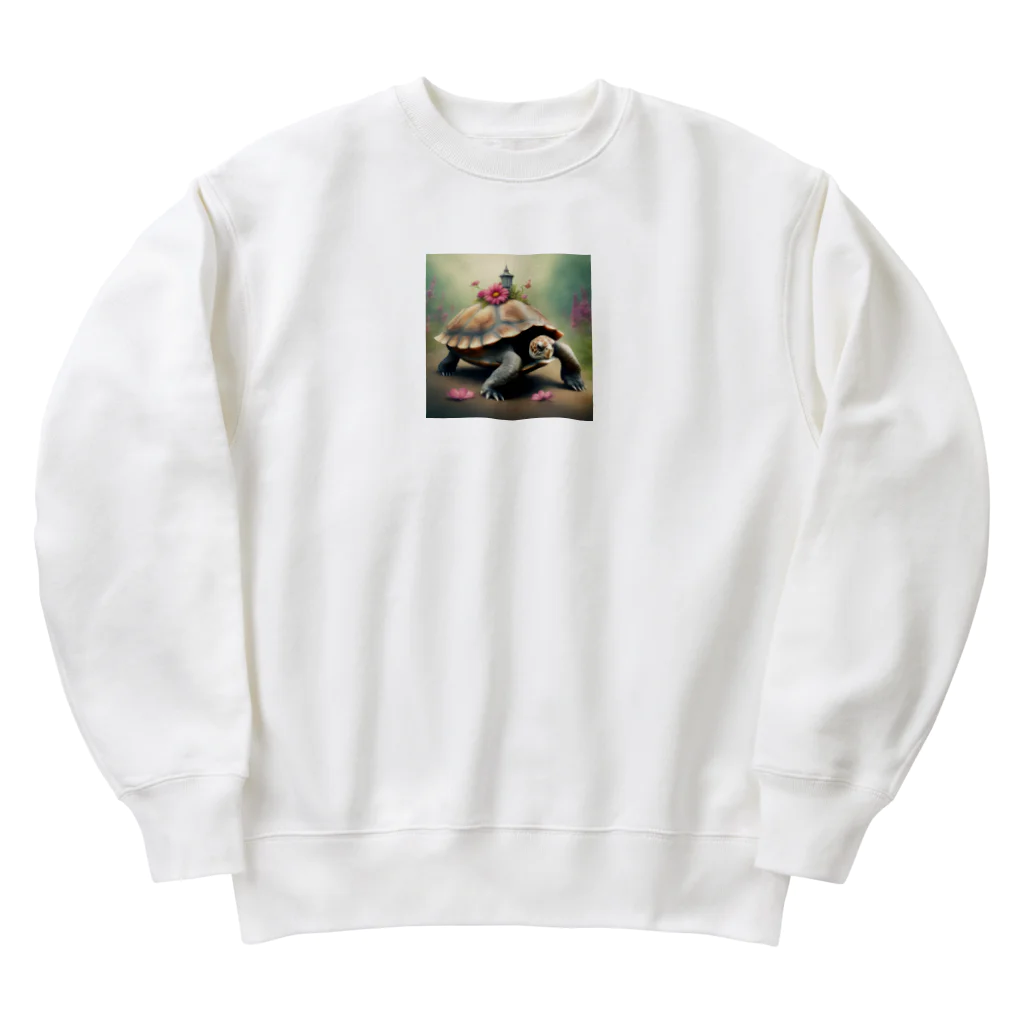 takka_555の癒される動物（カメ） Heavyweight Crew Neck Sweatshirt