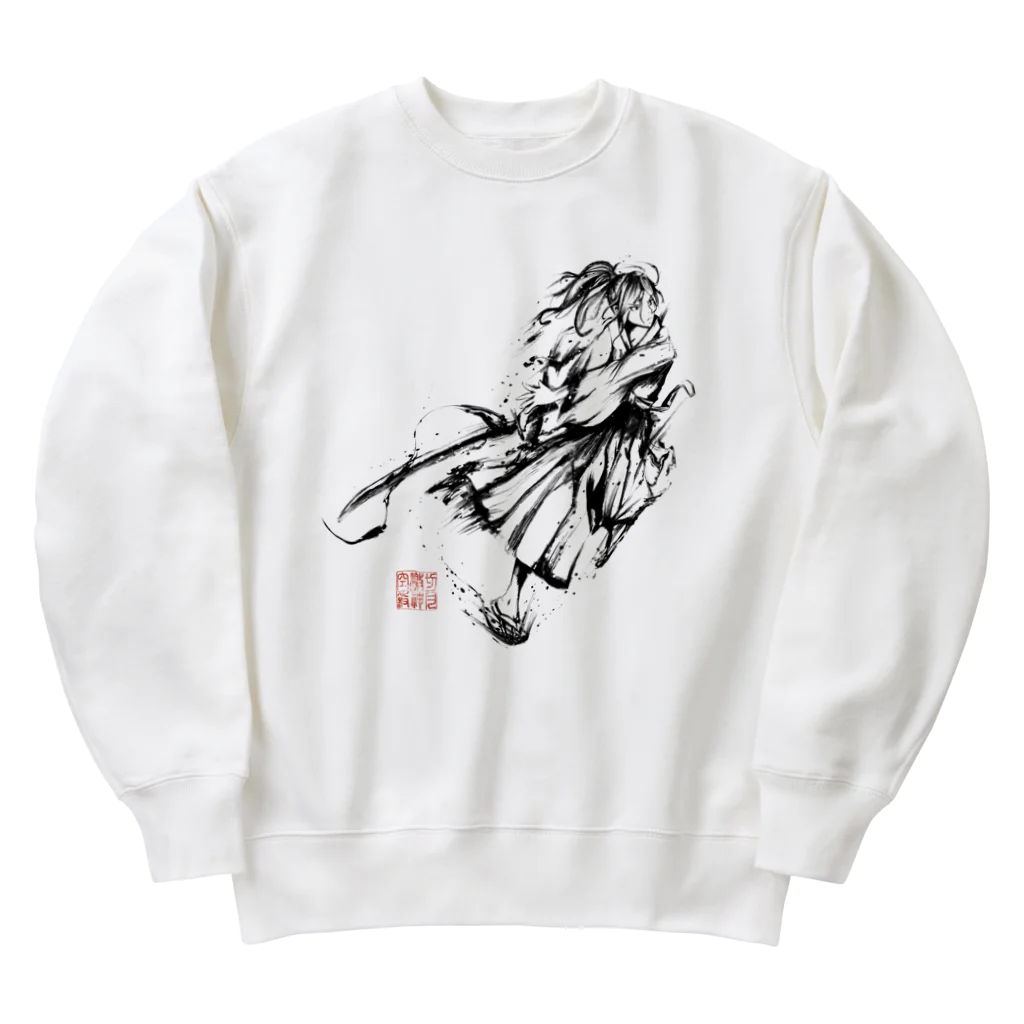 chicodeza by suzuriの墨絵の侍 Heavyweight Crew Neck Sweatshirt