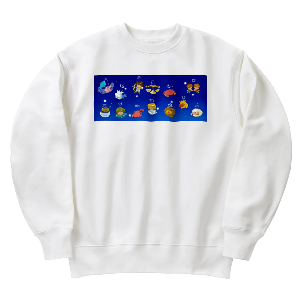 もふもふ堂の１２（１３）星座のかわいいデザイン Heavyweight Crew Neck Sweatshirt