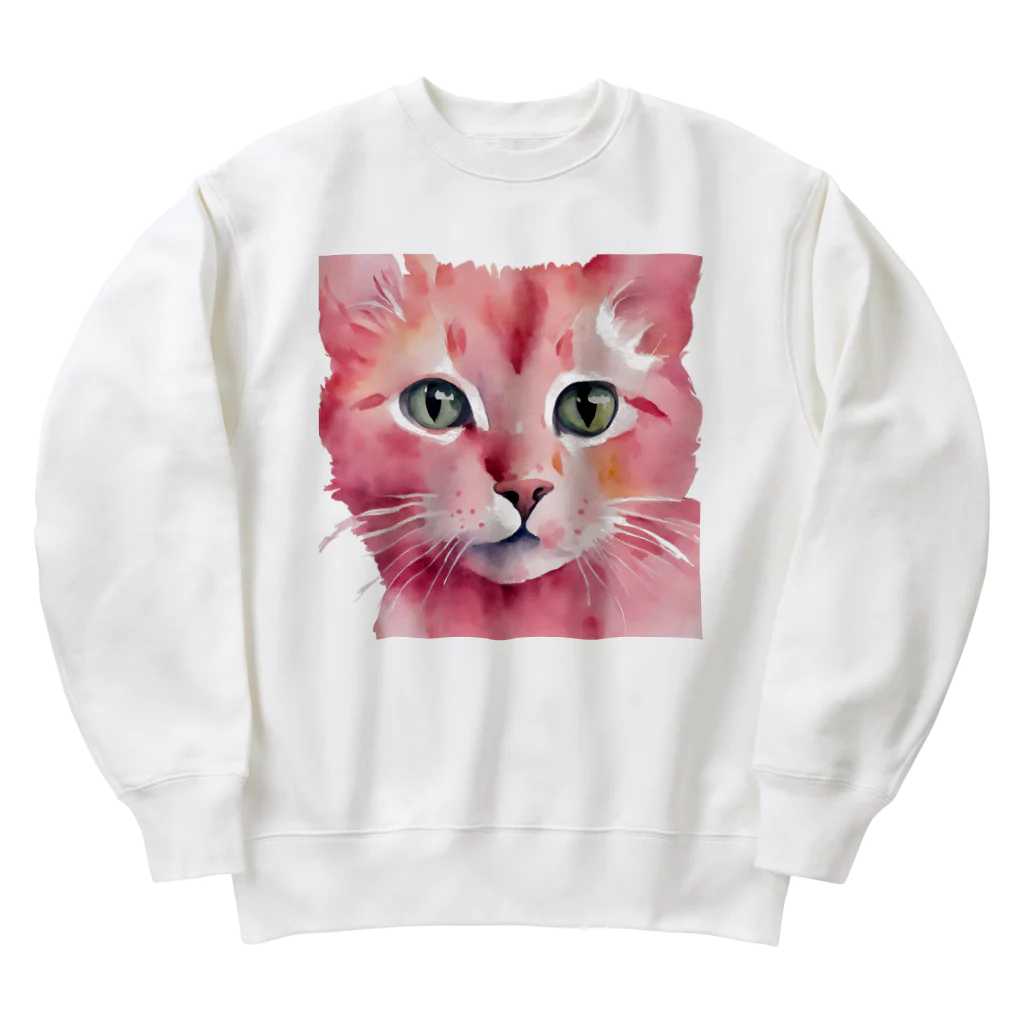 キャツアイのピンクの猫ちゃんやで Heavyweight Crew Neck Sweatshirt