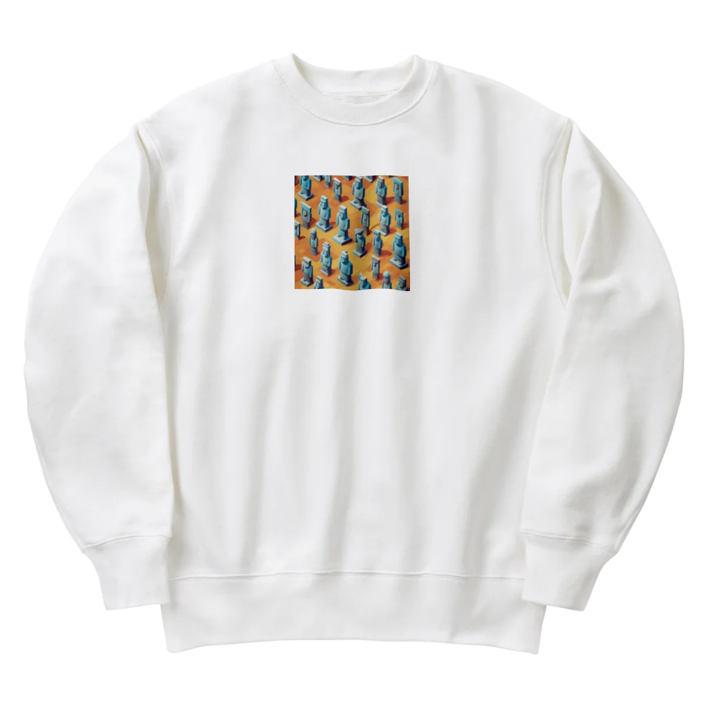 Akatsuki1937のモアイ像の集団 Heavyweight Crew Neck Sweatshirt