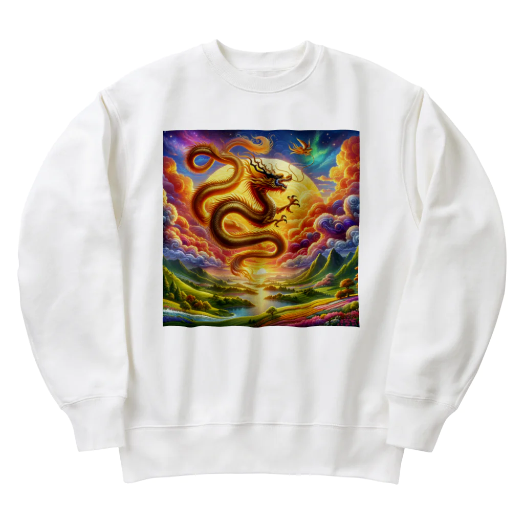 すずらん24の幸運の金の龍！！ Heavyweight Crew Neck Sweatshirt