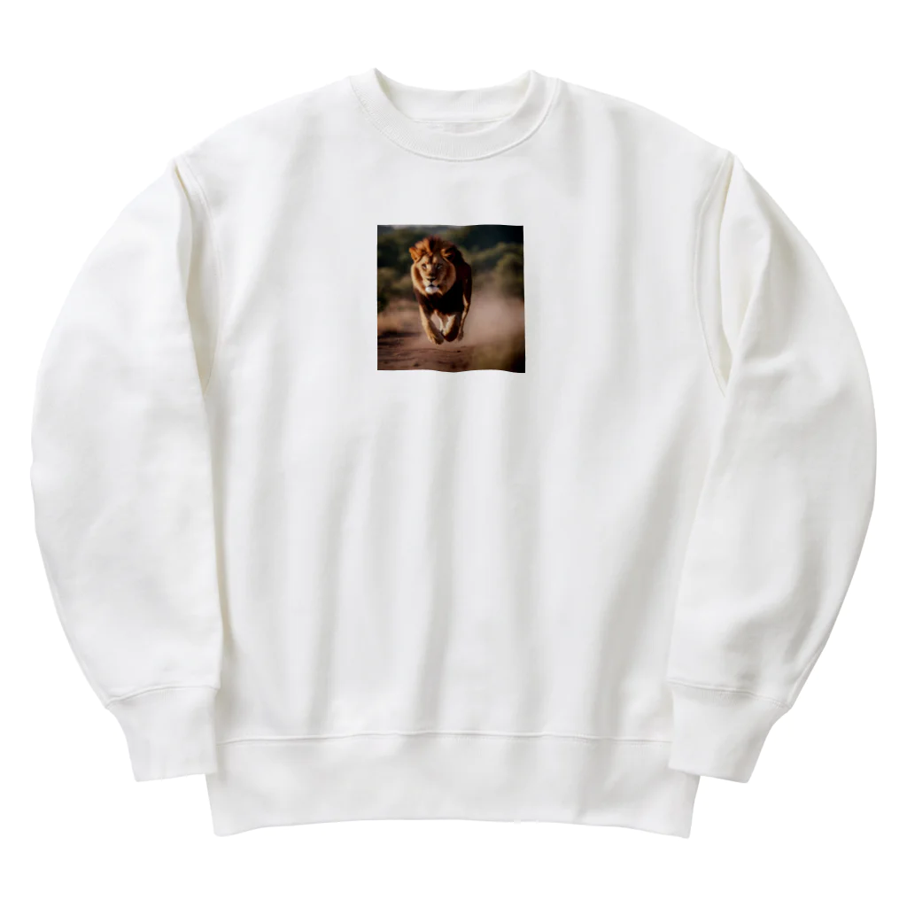 kei-001の走るライオン Heavyweight Crew Neck Sweatshirt