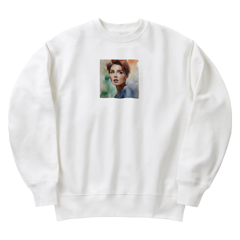 メアリーの女性の驚きの表情が何かを見つめる Heavyweight Crew Neck Sweatshirt