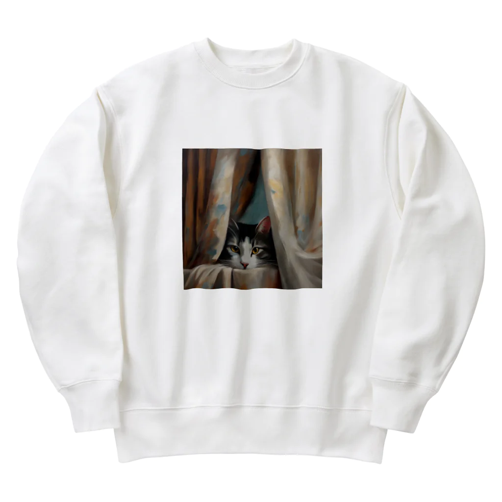 Heyyの窓辺の覗き猫🐱 Heavyweight Crew Neck Sweatshirt