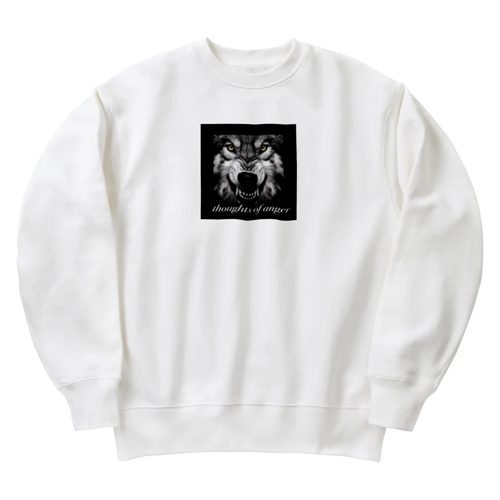 ogamiairiの怒りが囁く、かっこいい狼🐺 Heavyweight Crew Neck Sweatshirt