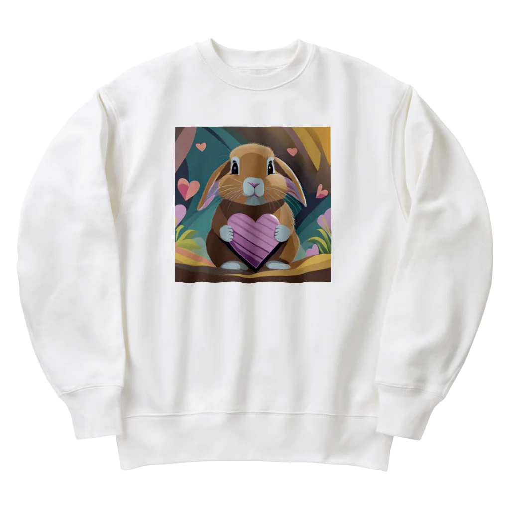 うさぎやのハートを持ったうさぎ Heavyweight Crew Neck Sweatshirt