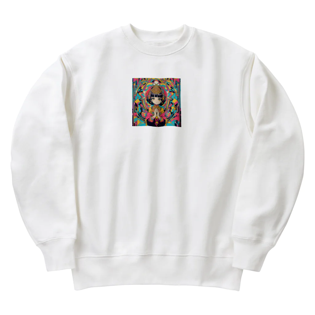 カピパーラ🐻のあなたの幸運を祈る女神♪開運ガール02♪ Heavyweight Crew Neck Sweatshirt