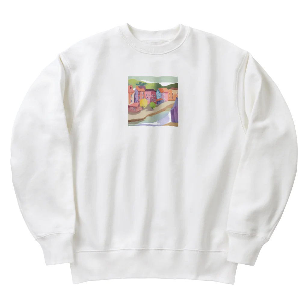 decnaの川沿いの街並み Heavyweight Crew Neck Sweatshirt