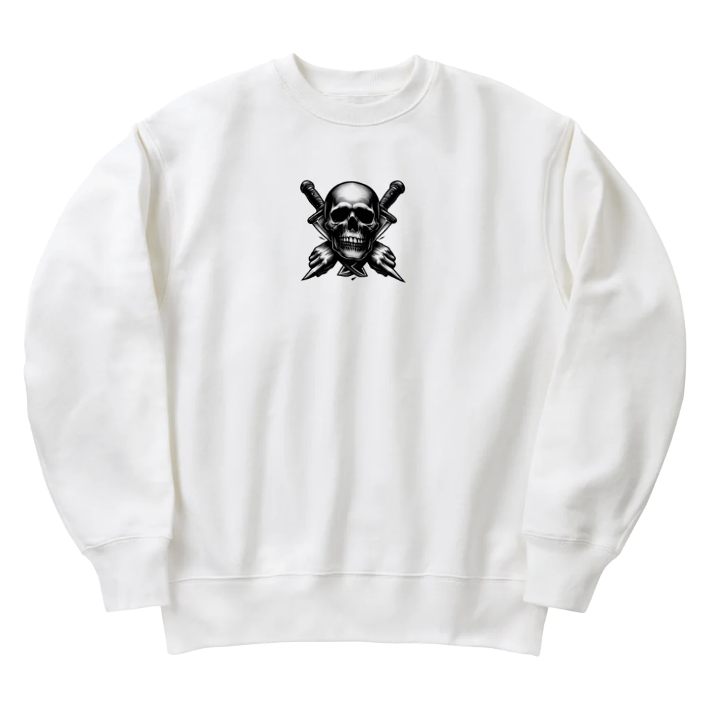 happiness_shopのダークな魅力が溢れる、ナイフとドクロ Heavyweight Crew Neck Sweatshirt