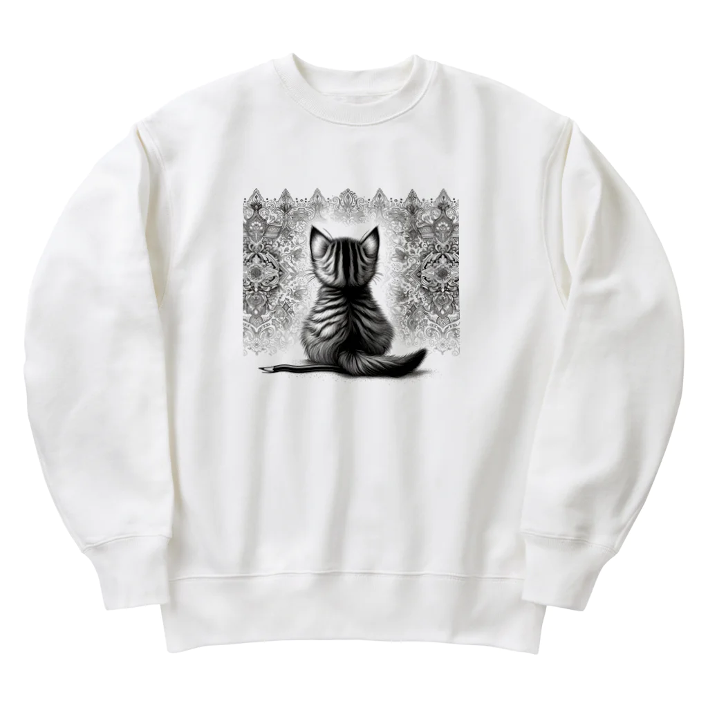 にくきゅう299のBack-raised Dream Cat 3 Heavyweight Crew Neck Sweatshirt