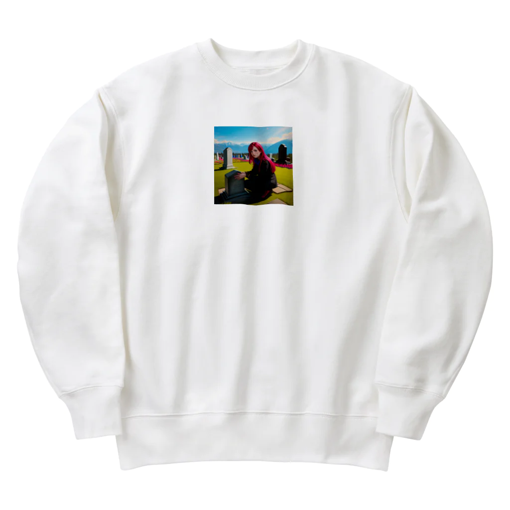 yoogin2345のお墓参りの美女 Heavyweight Crew Neck Sweatshirt