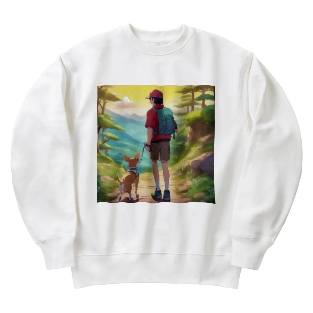 にこにこアニマルズ🐶のチワワと夕焼け散歩 Heavyweight Crew Neck Sweatshirt