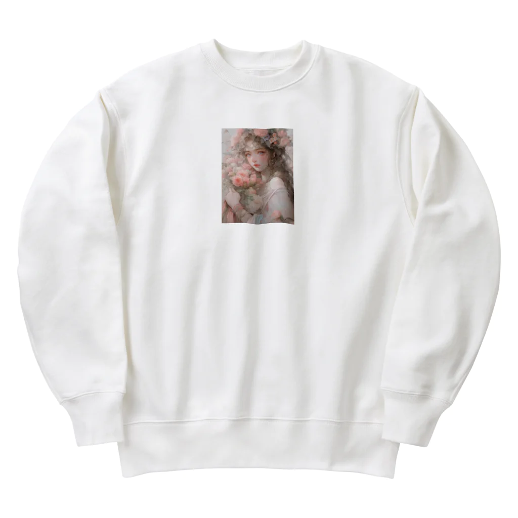 AQUAMETAVERSEのバラの花束と女性　なでしこ1478 Heavyweight Crew Neck Sweatshirt