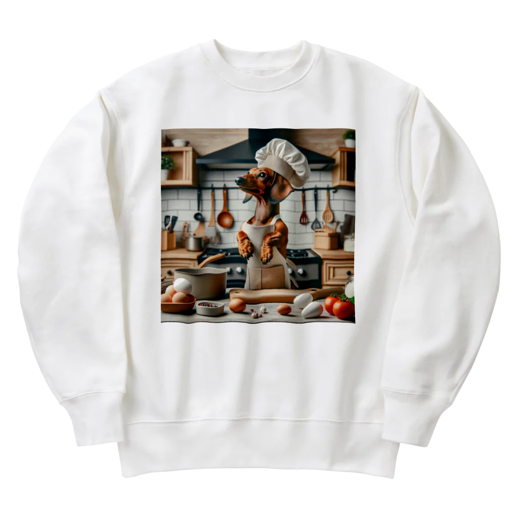 keikei5のダックスフントが料理 Heavyweight Crew Neck Sweatshirt